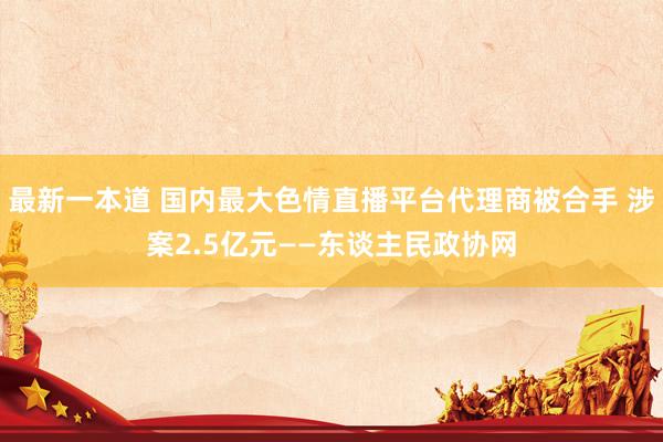 最新一本道 国内最大色情直播平台代理商被合手 涉案2.5亿元——东谈主民政协网